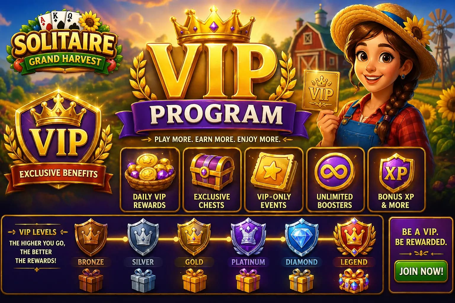 Solitaire Grand Harvest VIP Program Explained — Levels, Benefits & How to Level Up Faster (2026)